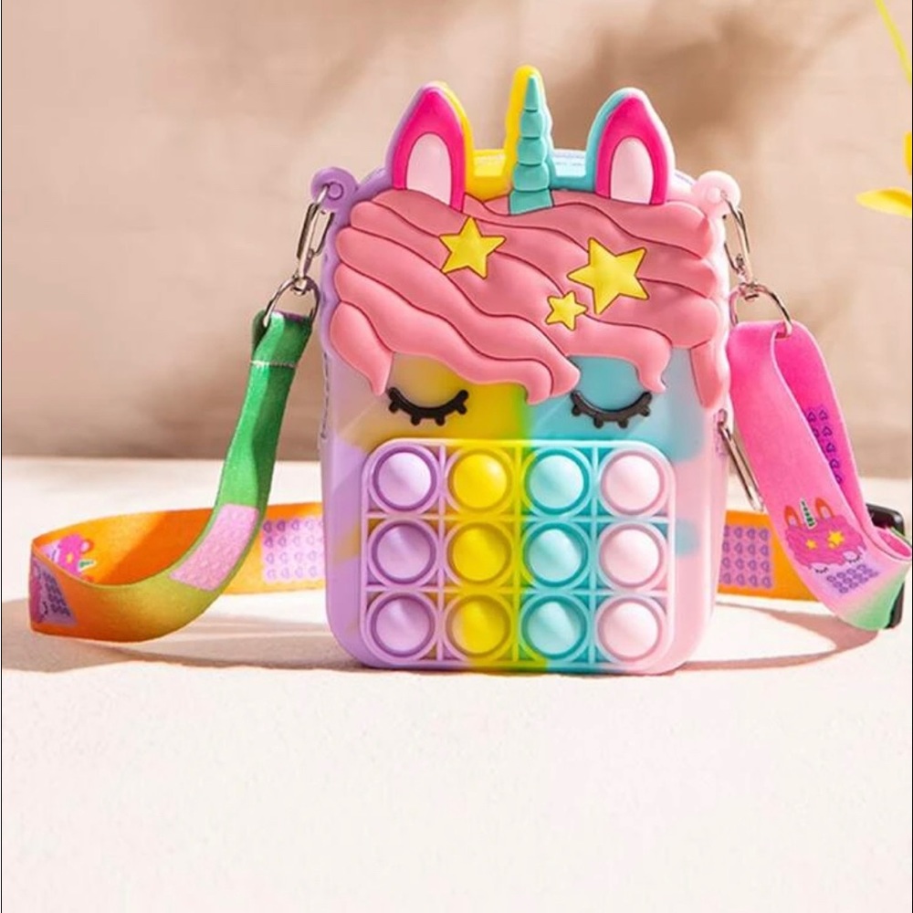NWOT Rainbow Unicorn Pop It Mini Purse